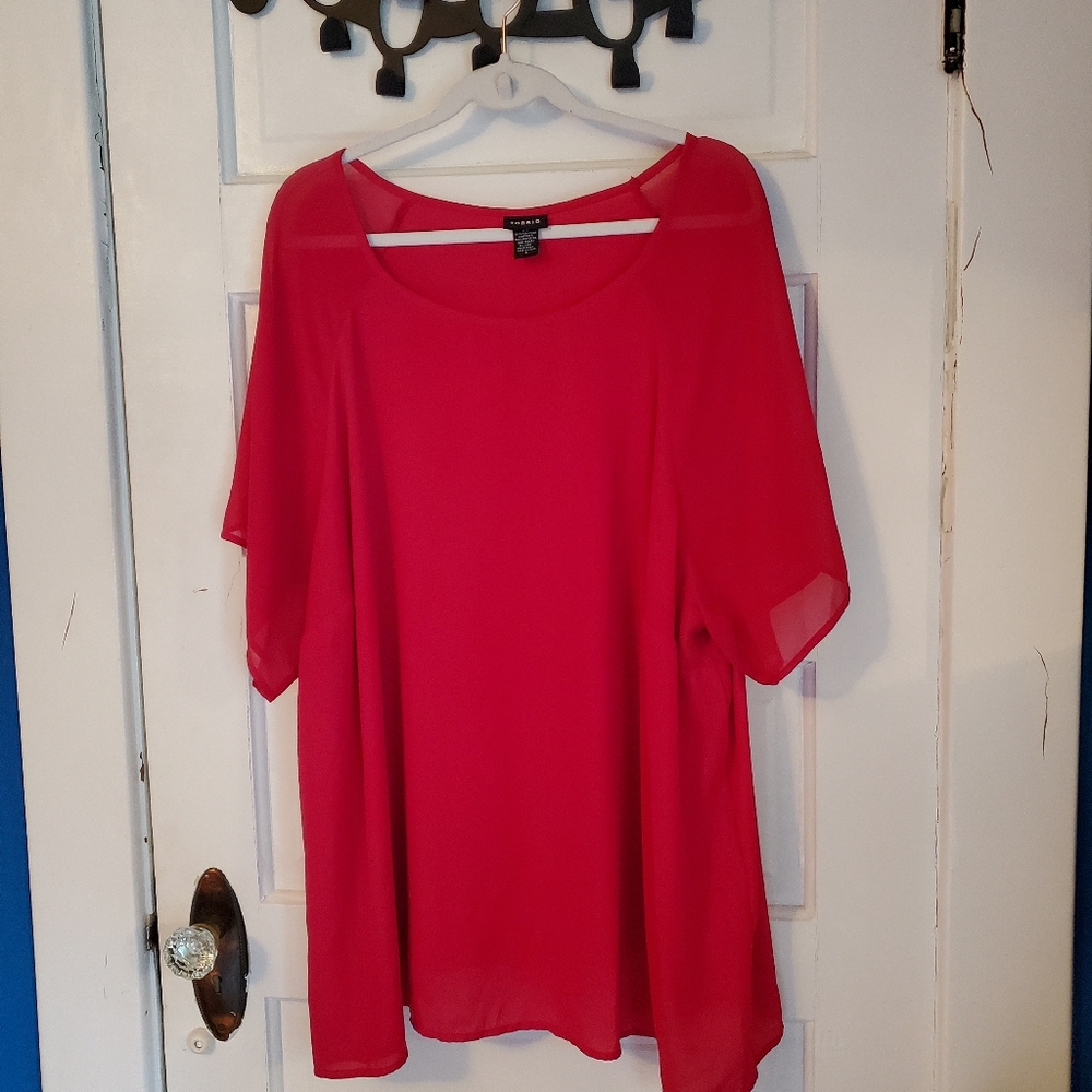 TORRID RASPBERRY RAGLAN BLOUSE - Picture 4 of 6